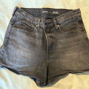 Black high rise sky-hi a-line denim short